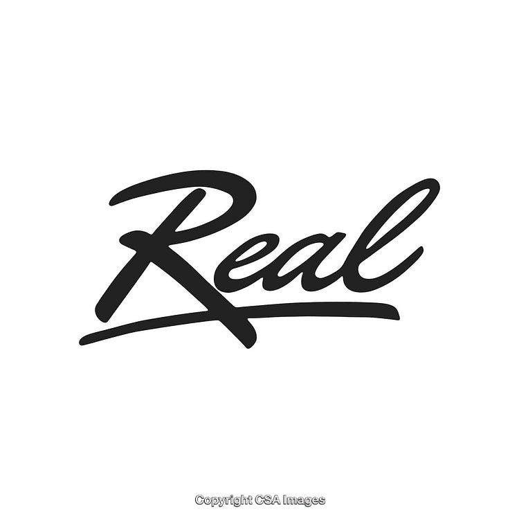 Stylized Typographic Representation of the Word 'Real' in Bold Font Design