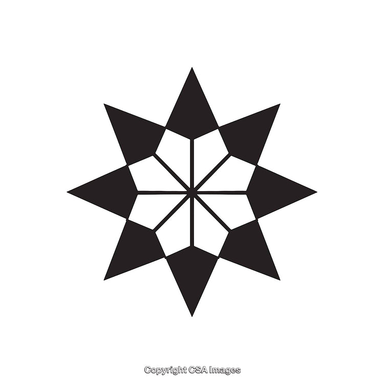 Black and White Geometric Eight-Point Star Design
