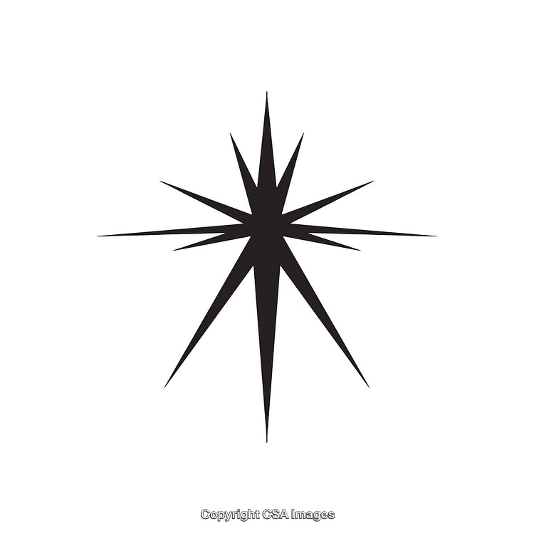 Minimalistic Eight Point Star in Modern Black and White Design