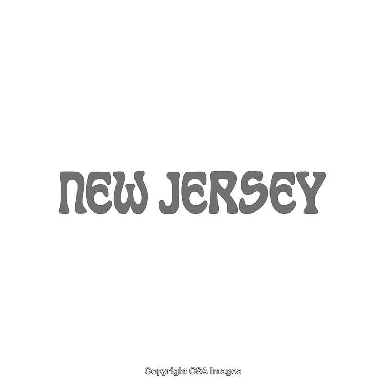 Stylish Gray Typography Reading New Jersey on White Background