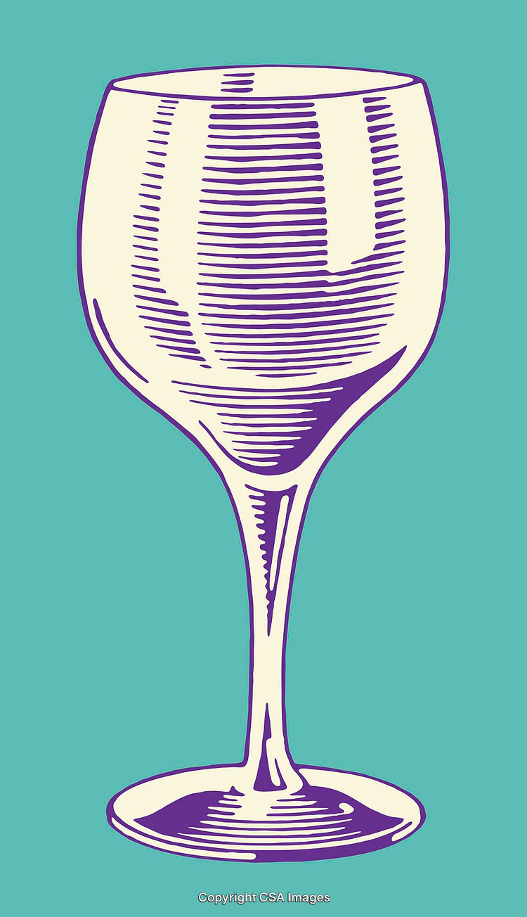 Line Art Illustration of a Wine Glass On a Colorful Background