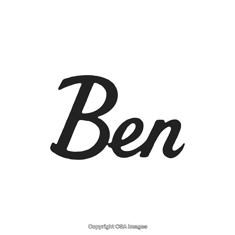 Stylish Cursive Hand Lettering of the Name 'Ben' on White Background