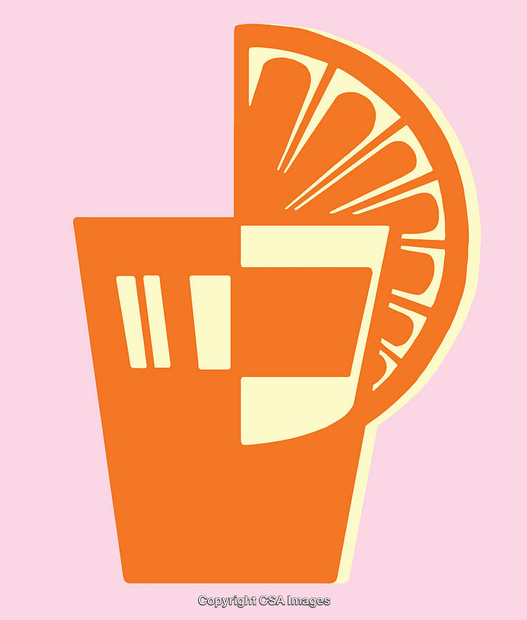 Colorful Illustration of an Orange Juice Glass with a Citrus Slice