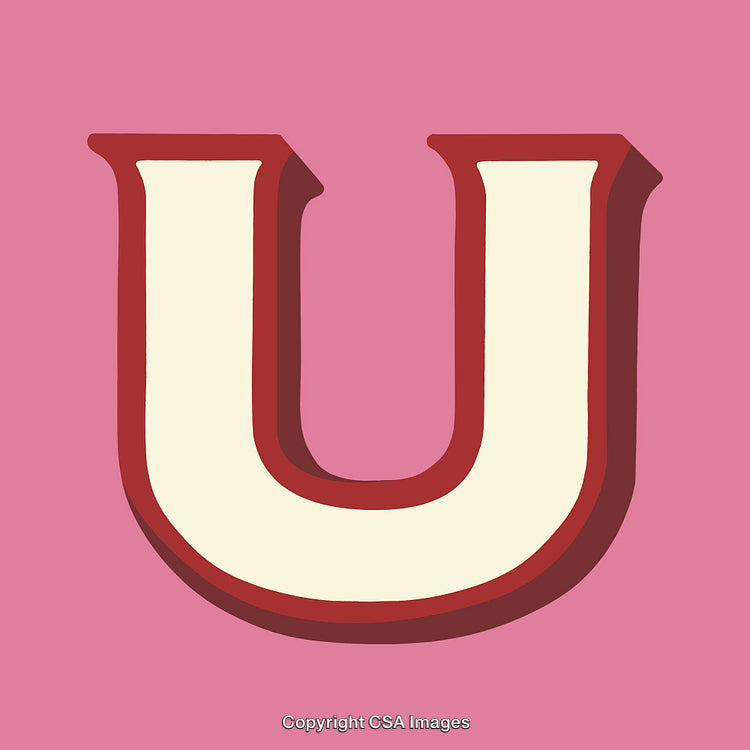 Bold Retro Letter U Typography Design on a Pink Background