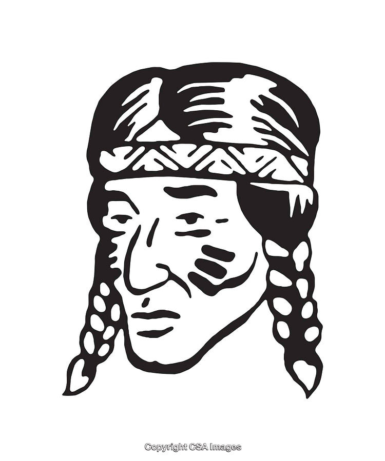 Traditional Black and White Line Art of Symbolic Native Elements