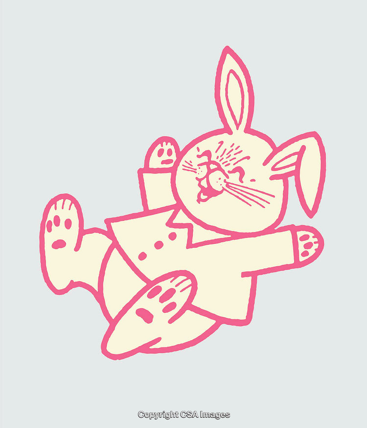 Whimsical Pink Bunny Illustration in Adorable Cartoon Style