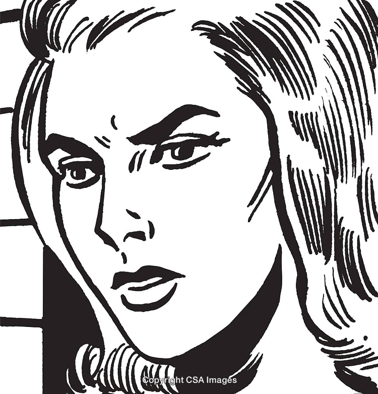 Dramatic Female Portrait Illustration in Retro Comic Art Style