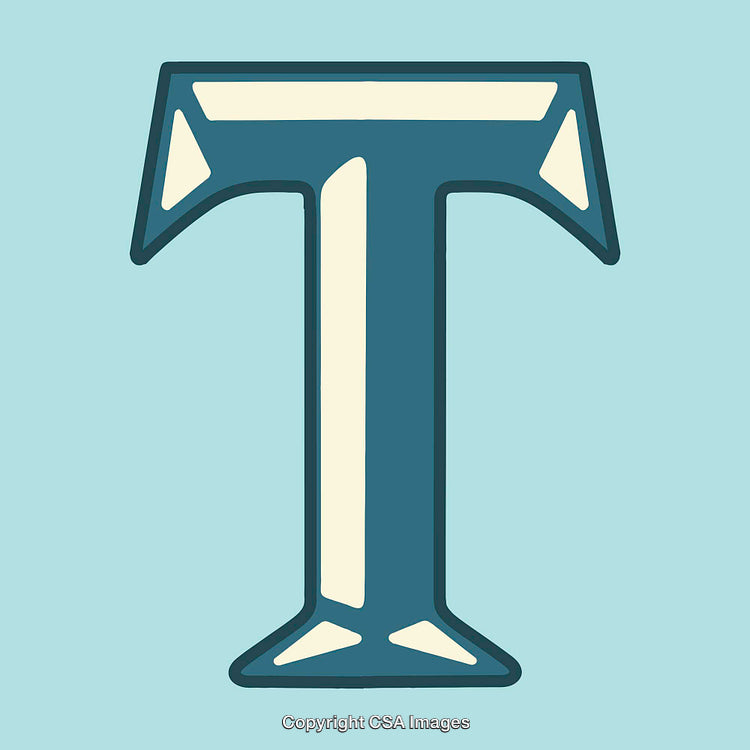 Stylized Illustration of the Letter T with Bold Geometric Design