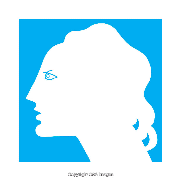 Minimalist Silhouette Profile in White and Bold Blue Background