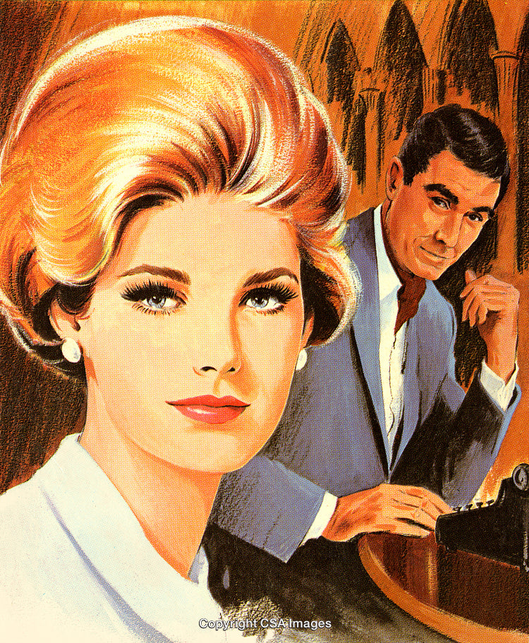Elegant Portrait of a Retro Styled Woman and a Professional Man in an Office