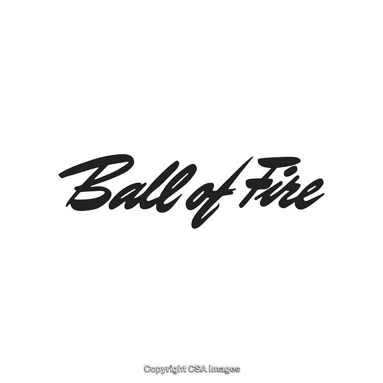 Stylized "Ball of Fire" Text Design in Elegant Script Font