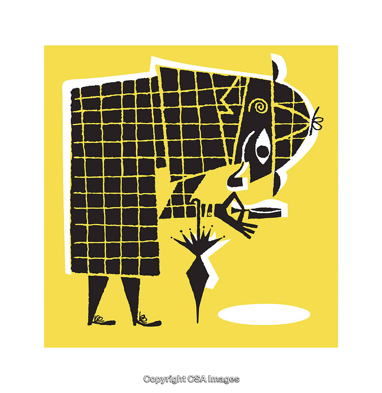 Stylized Abstract Illustration of a Unique Character in Vibrant Yellow and Black