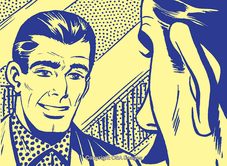 Retro Pop Art Illustration of Conversing Business Professionals