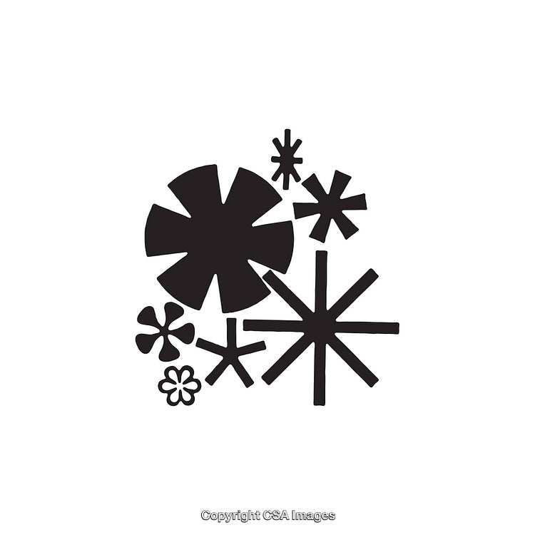 Black and White Abstract Dingbat Shapes on White Background