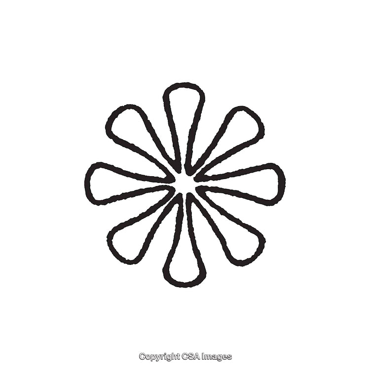 Stylish Black and White Floral Shape with Symmetrical Outline