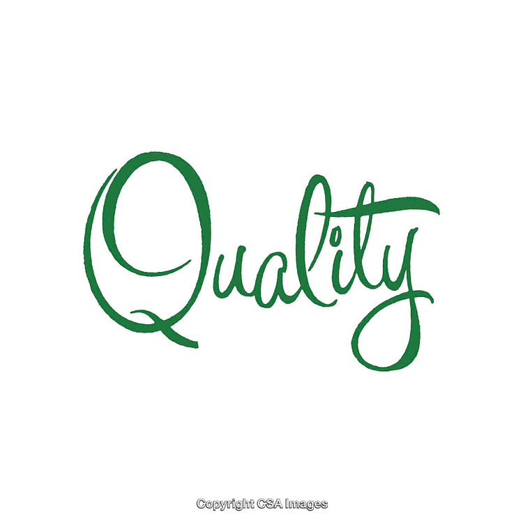 Elegant Green Calligraphy Design Emphasizing Quality and Minimalist Aesthetics