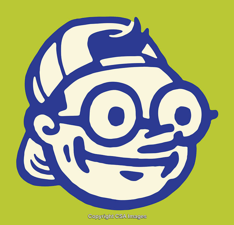 Colorful Line Art Illustration of a Happy Cartoon Character With Glasses