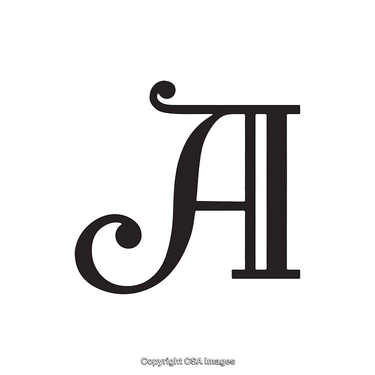 Elegant Black Calligraphy Letter A on White Background Artwork