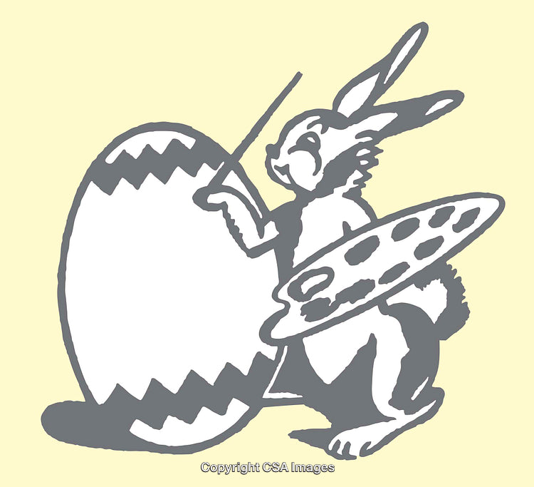 Easter Bunny Painting Egg with Artistic Touch and Bright Palette