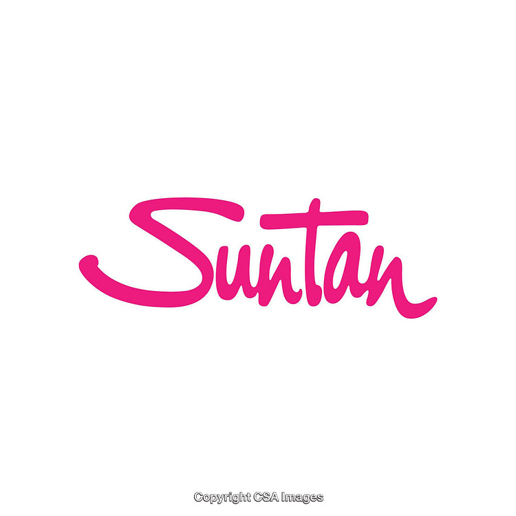 Bright Handwritten Suntan Text Logo on White Background