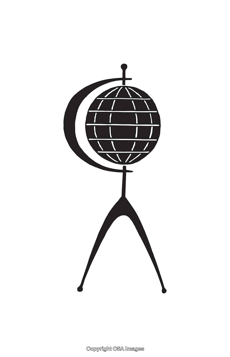 Minimalistic Black and White Globe Line Art with Modern Design
