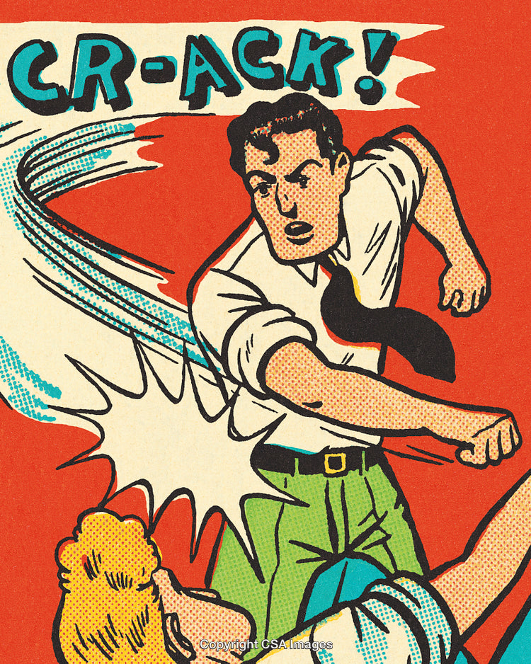 Dynamic Vintage Comic Style Illustration Depicting Action and Conflict