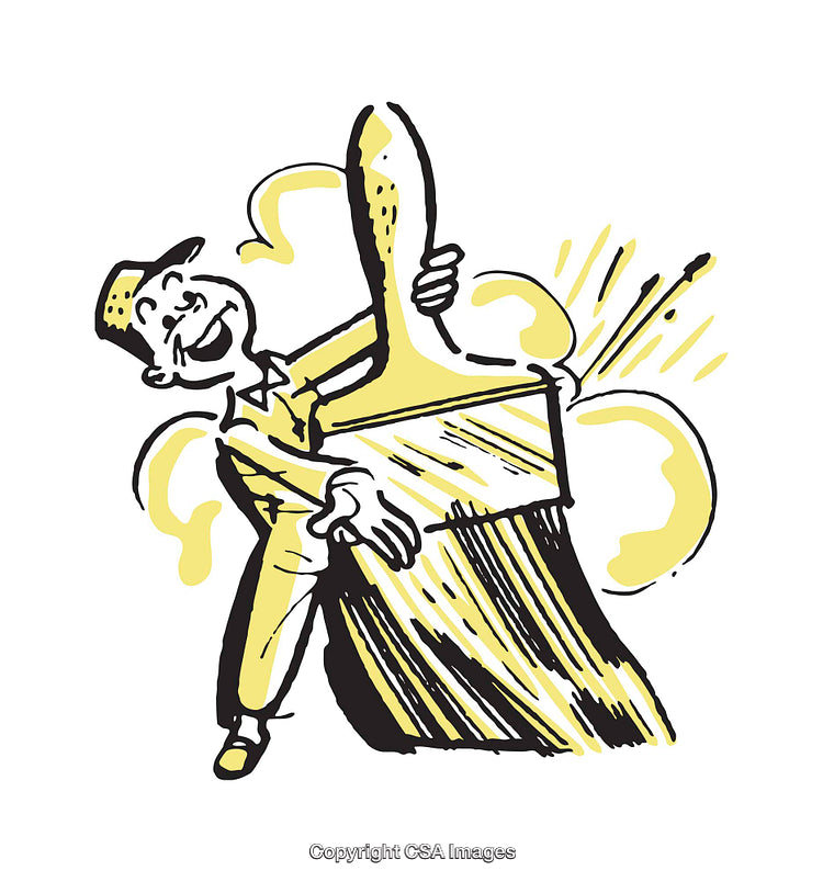 Fun Cartoon Illustration of a Painter With a Creative Paintbrush