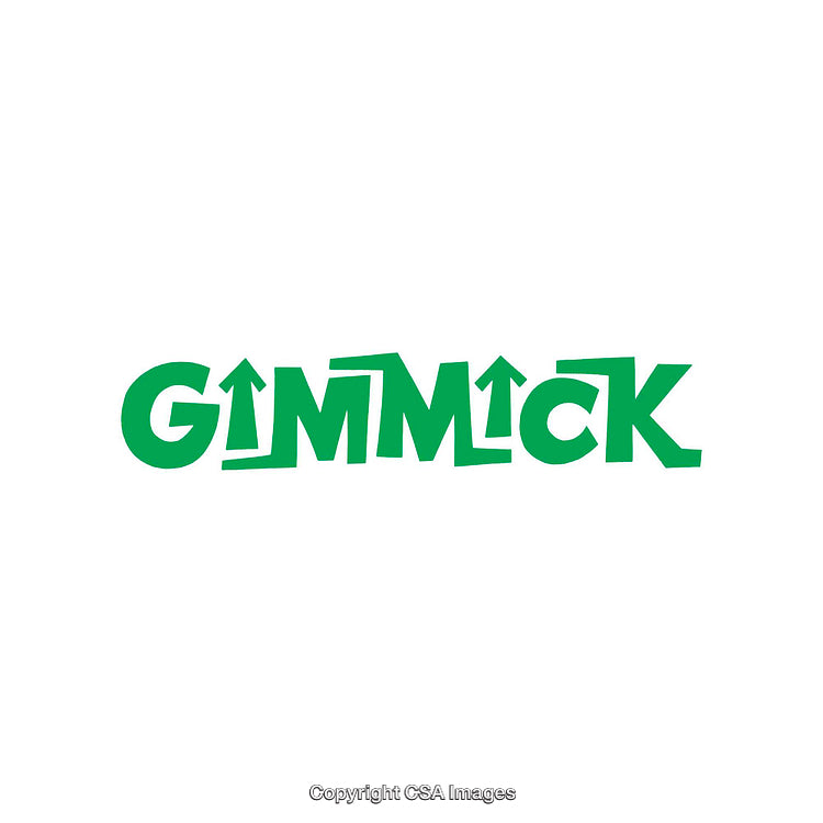 Playful Green Gimmick Text Design with Upward Arrows Highlighting Creativity