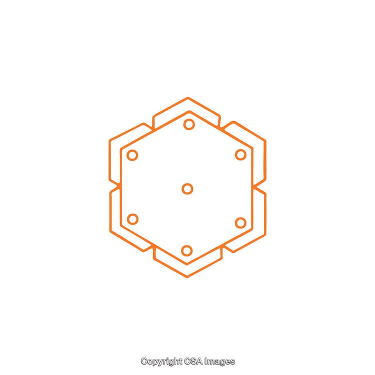 Minimalist Orange Hexagonal Diagram with Geometric Design on White Background