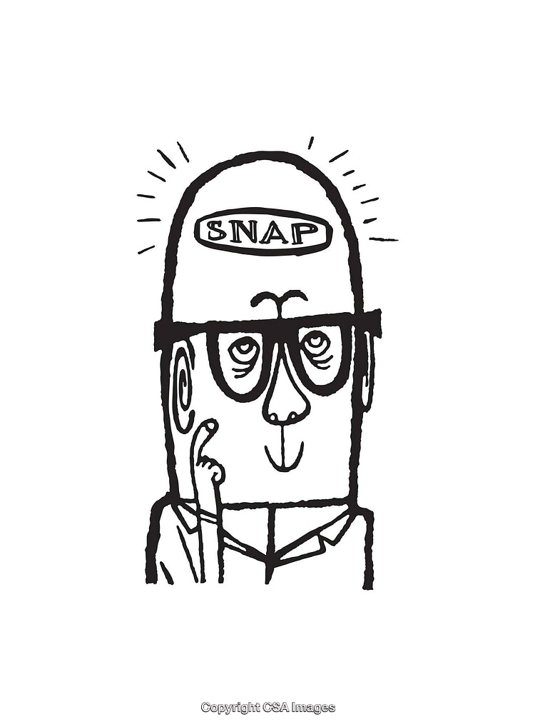 Black and White Line Art Illustration of a Creative Cartoon Character