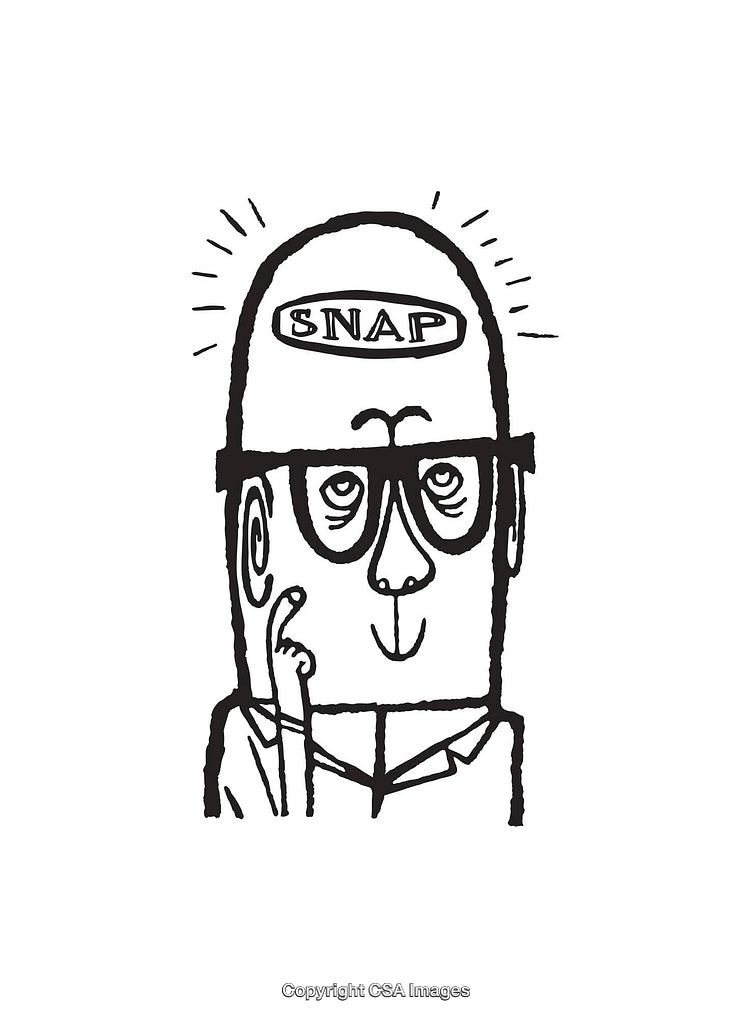 Black and White Line Art Illustration of a Creative Cartoon Character
