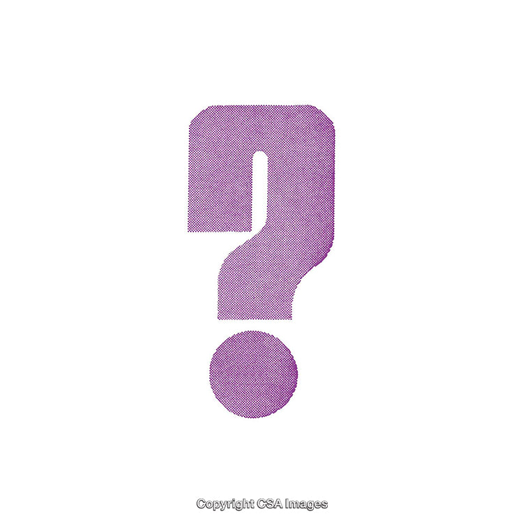 Purple Halftone Stylized Question Mark on White Background