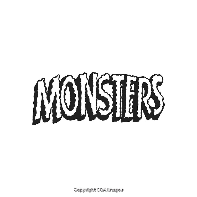 Creative Monochrome Text Design Featuring the Word 'Monsters' with Bold Effects