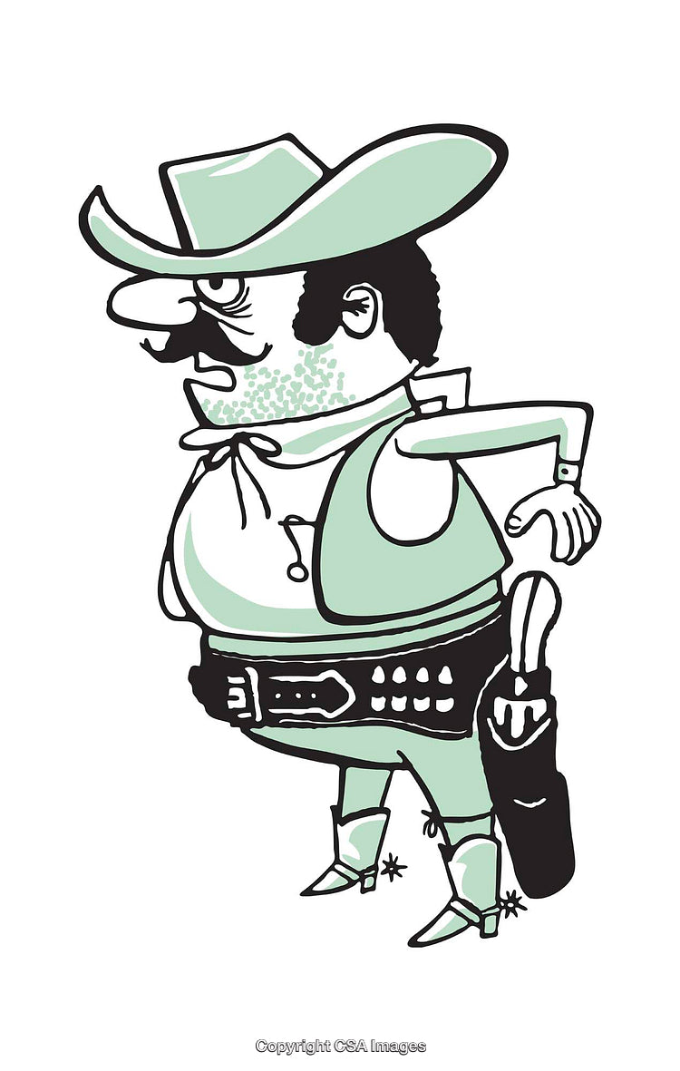 Cartoon Illustration of a Cowboy With a Comical Expression