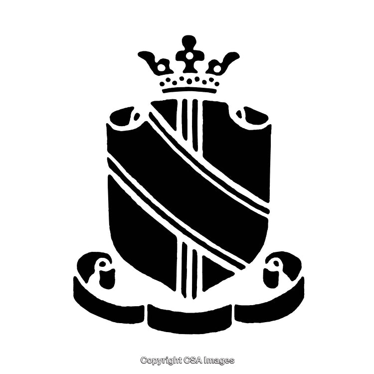 Intricate Black and White Heraldic Crest Design with Elegant Symbolism