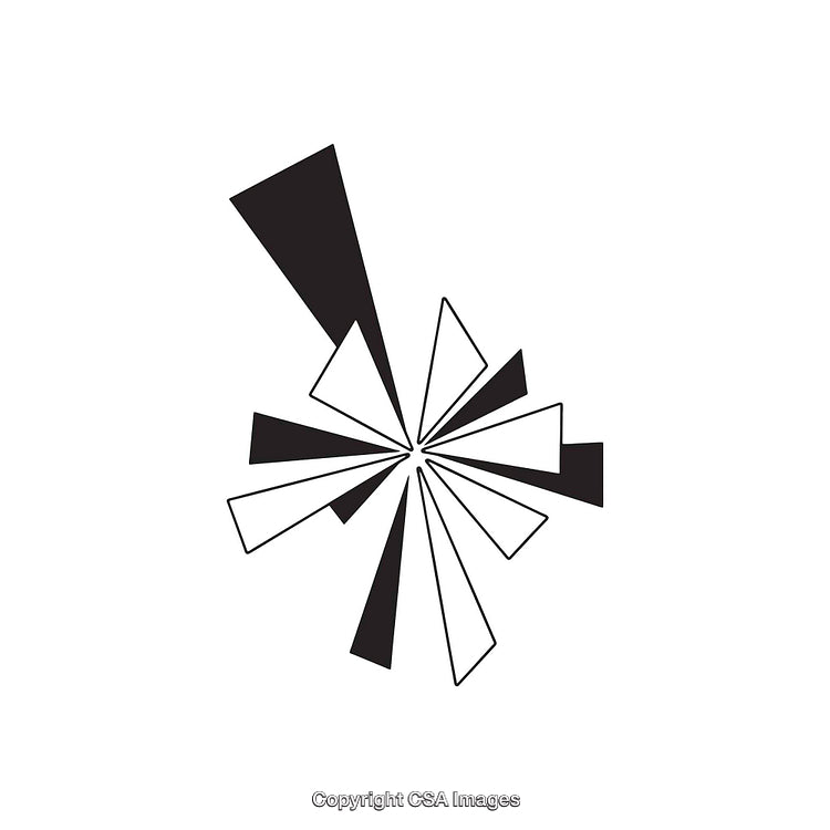 Abstract Black and White Radial Geometric Shape Design with Angular Lines