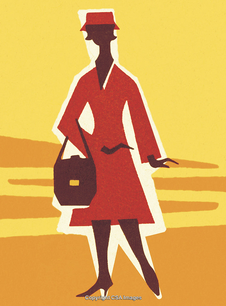 Stylish Woman Silhouette In Red Dress With Minimalist Illustration