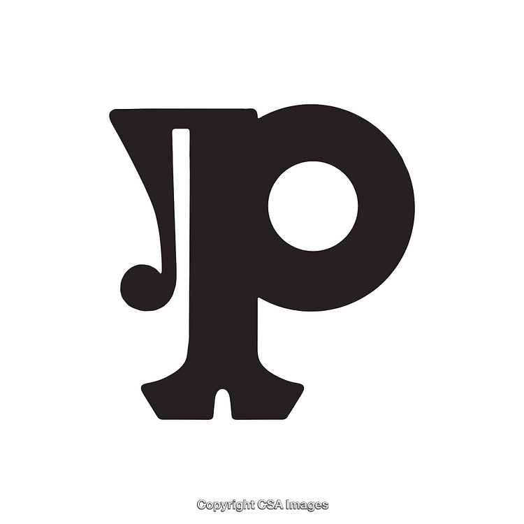 Stylized Black Letter P with Artistic Typography Detail Design