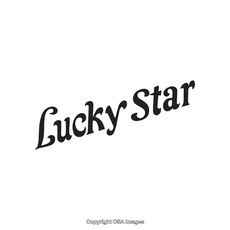 Stylish Black Lucky Star Text on White Background