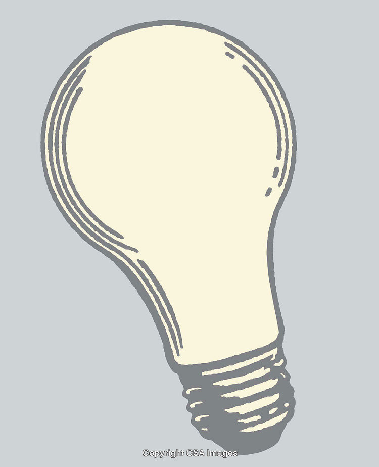Minimalist Line Art of a Light Bulb on Grey Background