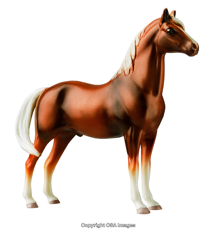Realistic Plastic Toy Horse Figure With Brown Coat and White Mane