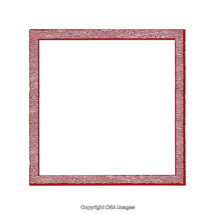 Vintage Style Red Wooden Frame With Engraved Texture and White Background
