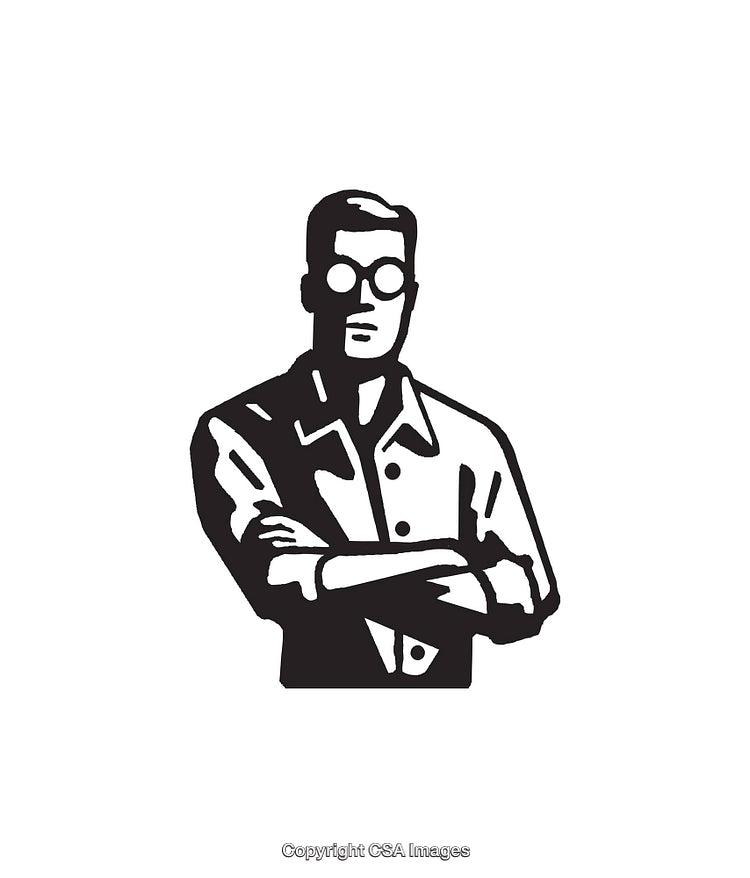 Stylized Line Art Illustration of a Confident Man with Folded Arms
