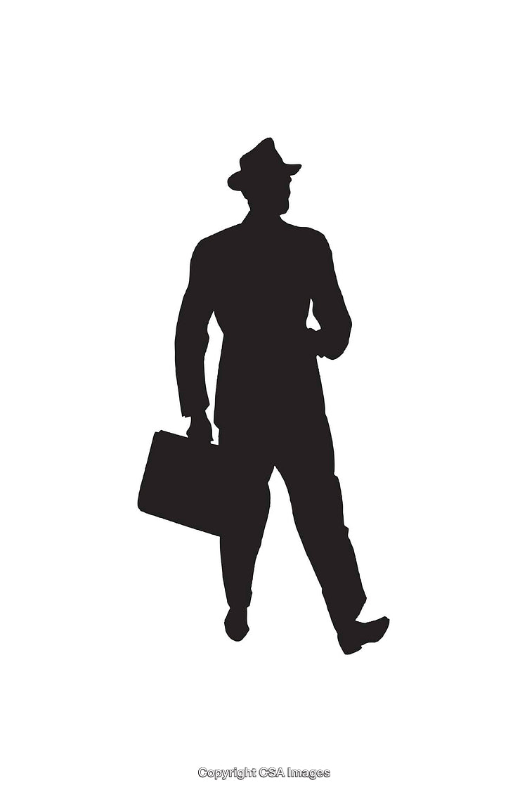 Silhouette of a Businessperson Holding a Briefcase in Motion