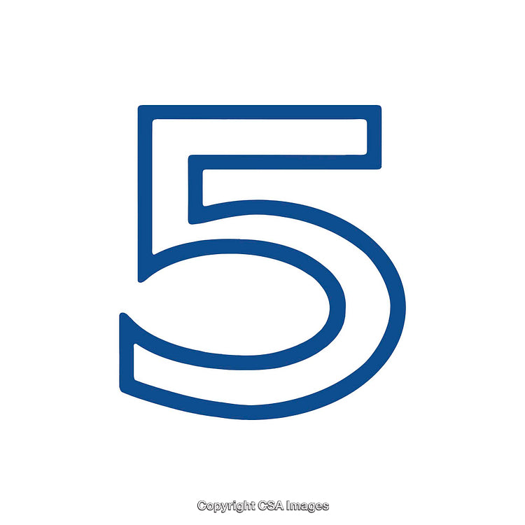 Blue Number Five Symbol on a White Background