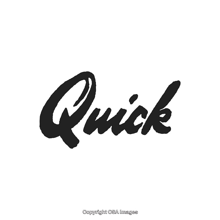 Stylish Brushstroke Calligraphy Text Displaying the Word 'Quick' in Black Ink