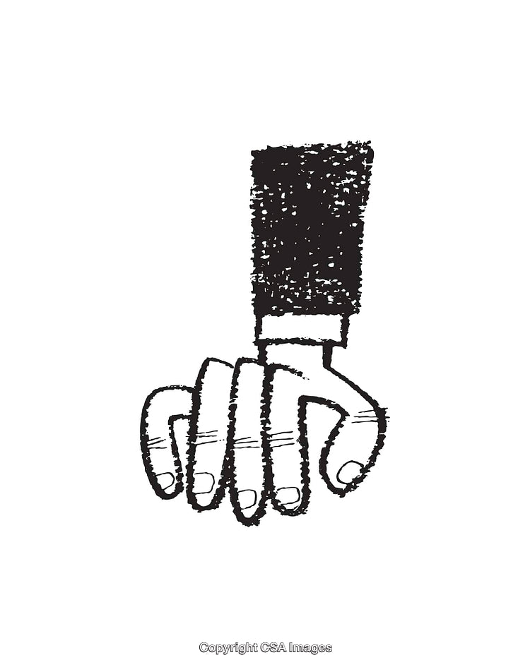 Black and White Line Art Illustration of a Cartoon Hand
