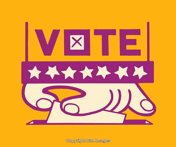 Illustration of a Hand Casting a Vote With Vibrant Colors