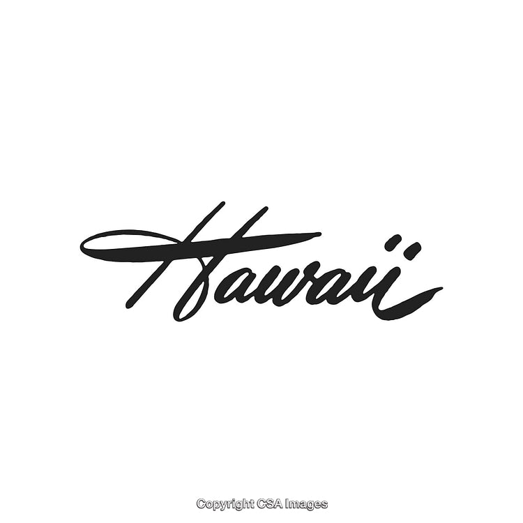 Elegant Handwritten Text of Hawaii with Artistic Swirl Dot Detail