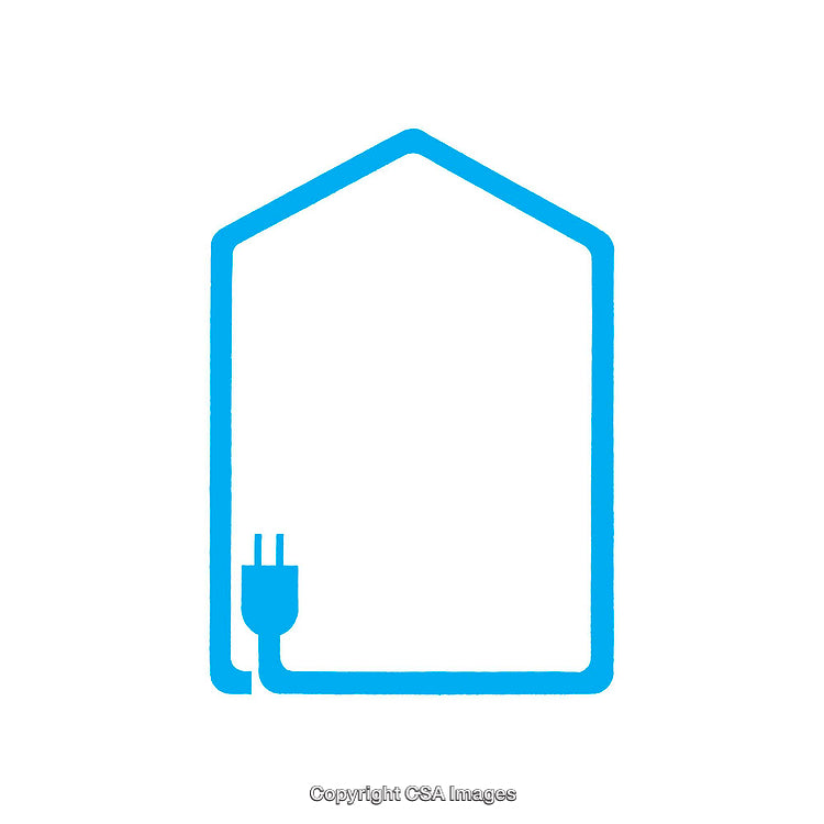 Blue Outline of a House With an Electrical Plug Icon Design